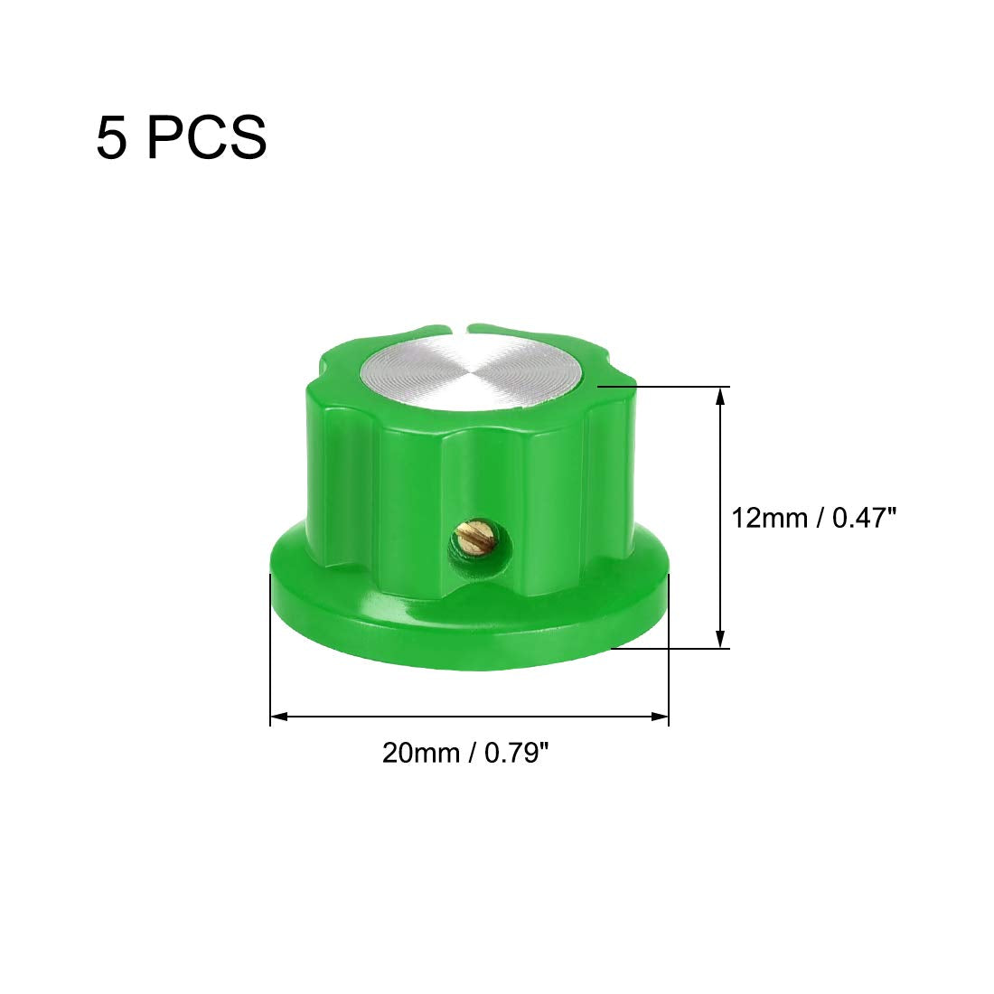 uxcell 5pcs 6.4mm Shaft Hole Potentiometer Volume Control Rotary Knobs Effect Pedal Knobs Green